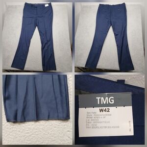 TMG Dress Pants‎ Men's 42W Midnight Blue Polyester Viscose Flat Front